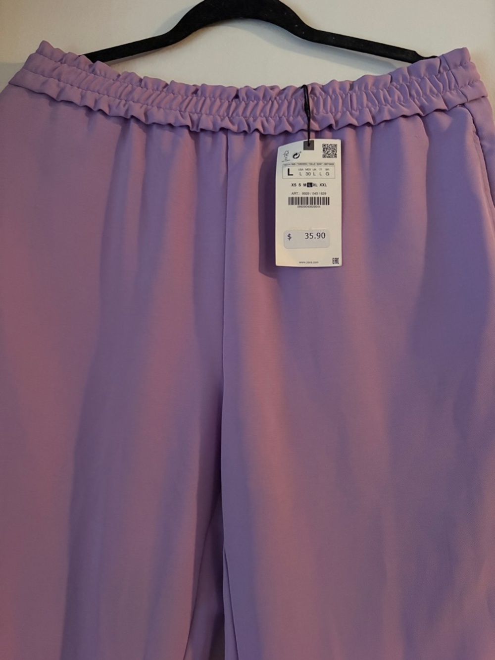 Zara Lilac Elastic Waist Pants